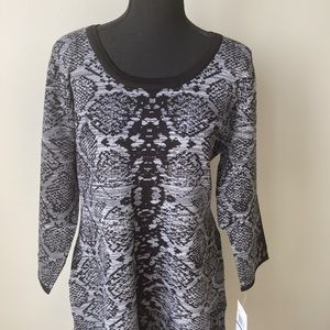 Nina Leonard Knit Snake-print Dress, Size XL